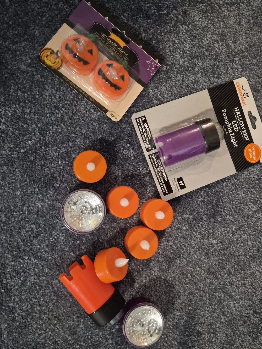Halloween LED Tealight and Pumpkin Party Lights - Orange & Purple